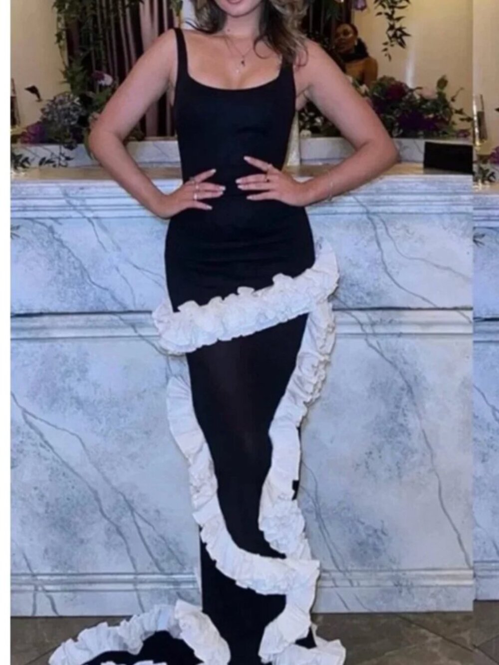NBD x Revolve Wisteria Gown Maxi Dress Small Black & White Event Party